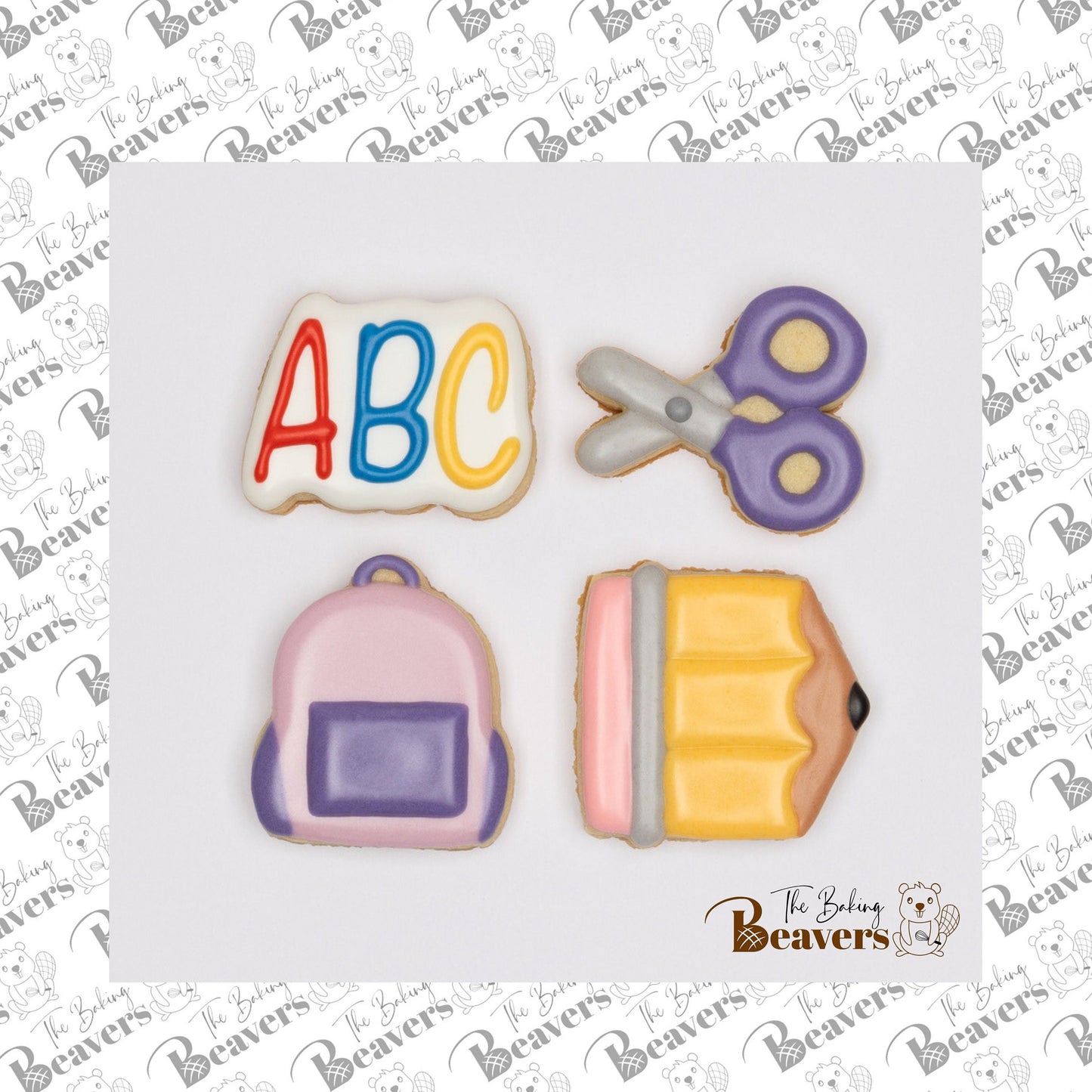 Back to School Cookie Cutter Set (ABC, Pencil, Backpack, Scissors)