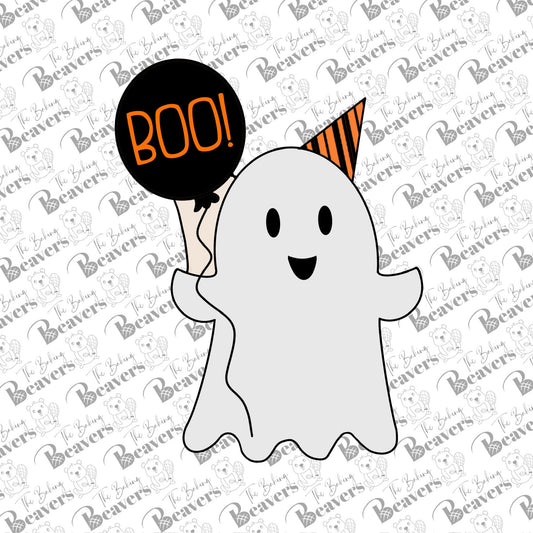 Ghost with Party Hat & Balloon Cookie Cutter