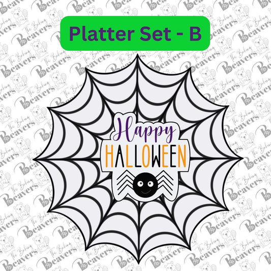 Cookie Platter Spider Web & Plaque Set (B) (Comes with 2 Cookie Cutters)