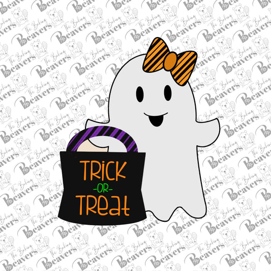 Trick or Treat Ghost with Bow Cookie Cutter