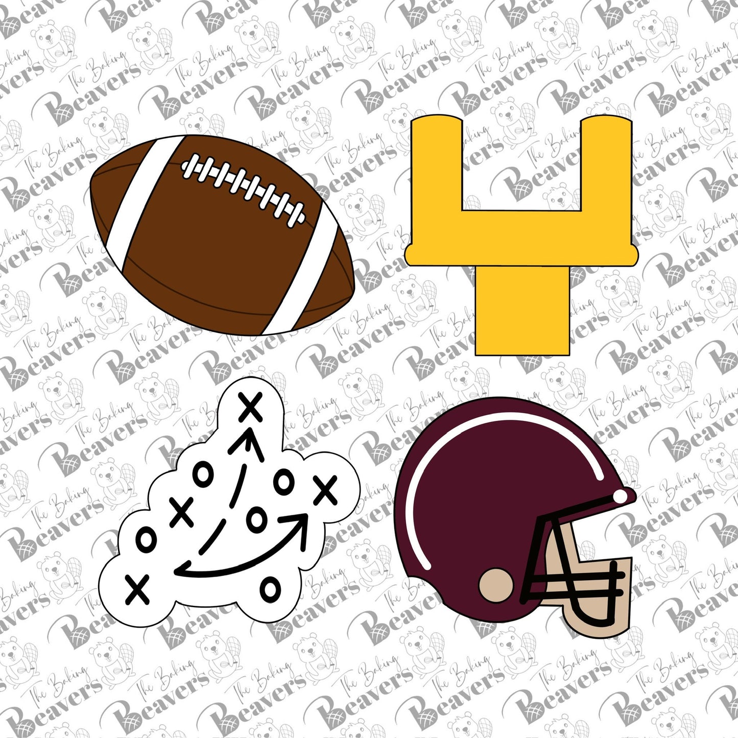 Football Game Set of Cookie Cutters (updated football size info)