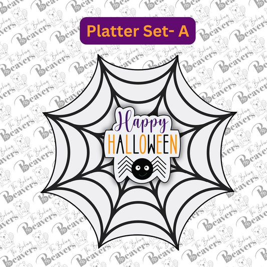 Cookie Platter Spider Web & Plaque Set (A) (Comes with 2 Cookie Cutters)