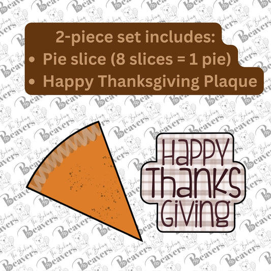 8 Slice - Thanksgiving Pie & Plaque Cookie Platter Set (Comes with 2 Cutters)