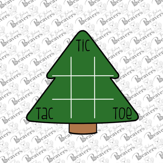 Christmas Tree Tic Tac Toe with Micro-Cookie Playing Pieces Set (Option to add Stencil)