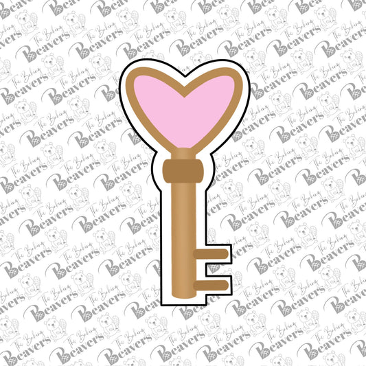 Heart Key Cookie Cutter (recommend sizing up)