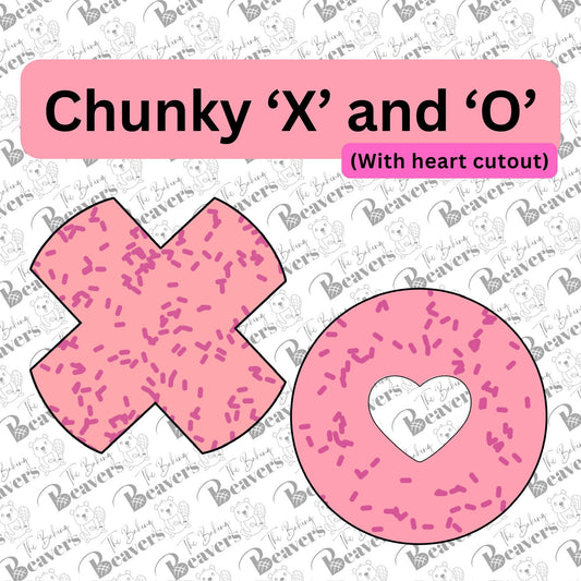 Chunky X and O (with heart cutout) Cookie Cutters (Individually or Set of 2)