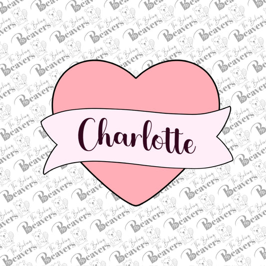 Heart with Personalization Banner Cookie Cutter
