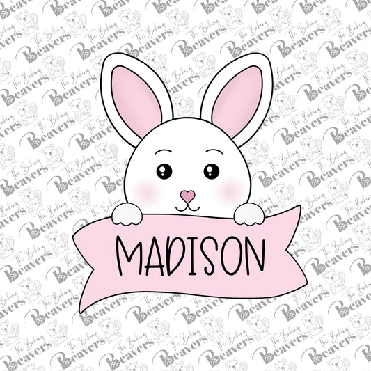 Easter Bunny with Personalized Banner Cookie Cutter