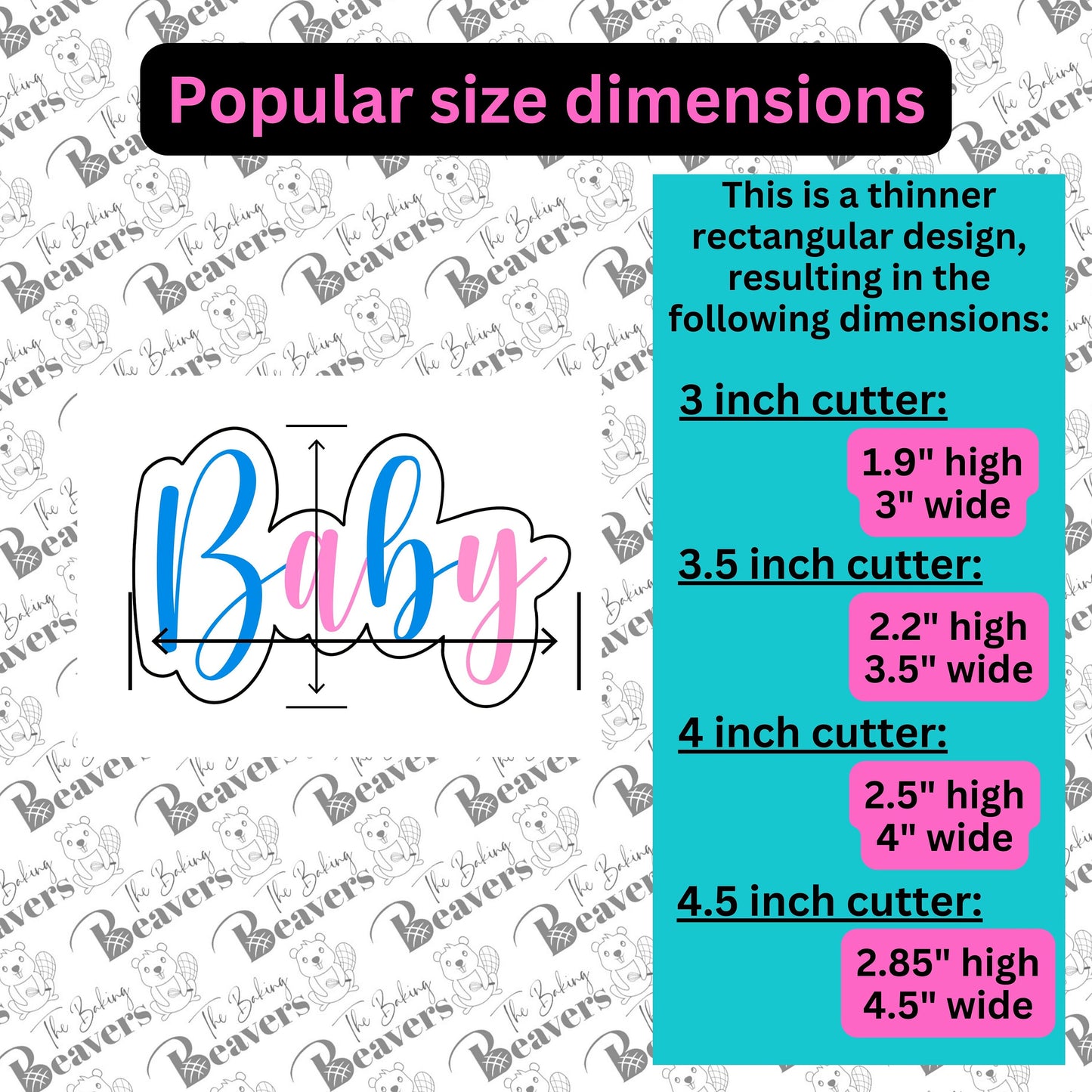 Baby Text Cookie Cutter (Optional Stencil)