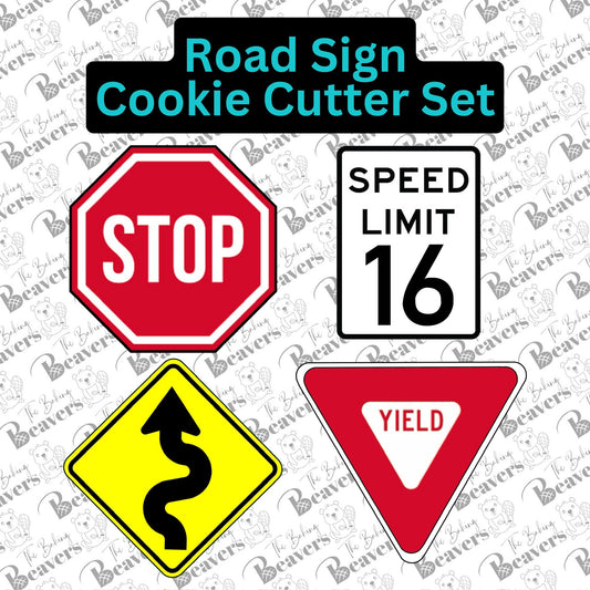 Road Signs - Set of 4 - Cookie Cutters (sizing note in pics)
