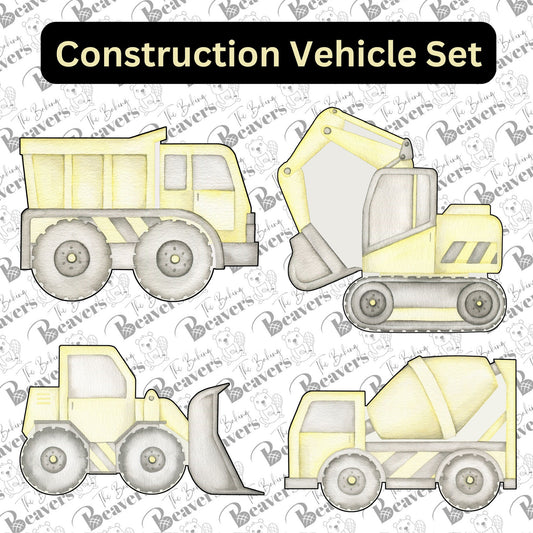 Construction Vehicle Set of 4 Cookie Cutters (PLEASE see Sizing Note)
