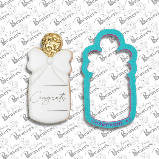 Champagne Bottle with Bow Cookie Cutter (recommend sizing up)