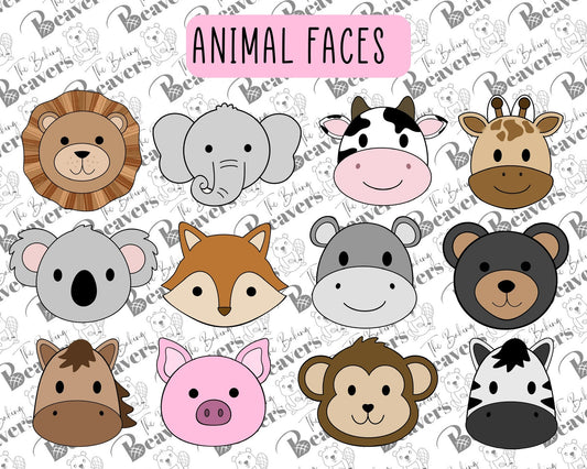 Animal Face Dozen Cookie Cutter Set