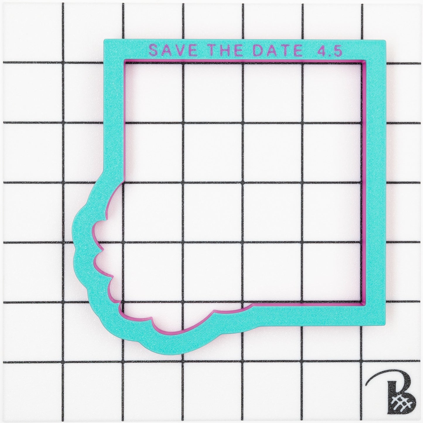 Save The Date Plaque (version #2- greenery) Cookie Cutter (optional Grid Stencil)