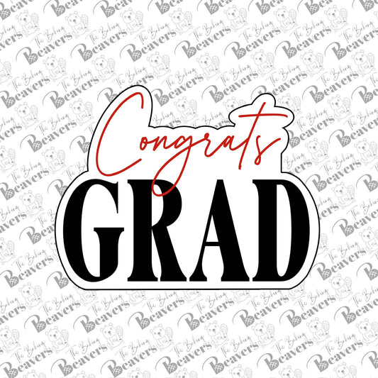 'Congrats Grad' Cookie Cutter (with Option for Stencil)