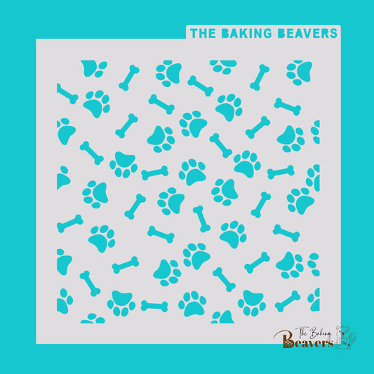 Paw Prints and Bones Stencil