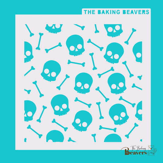 Skulls and Bones Pattern Stencil (2 parts)