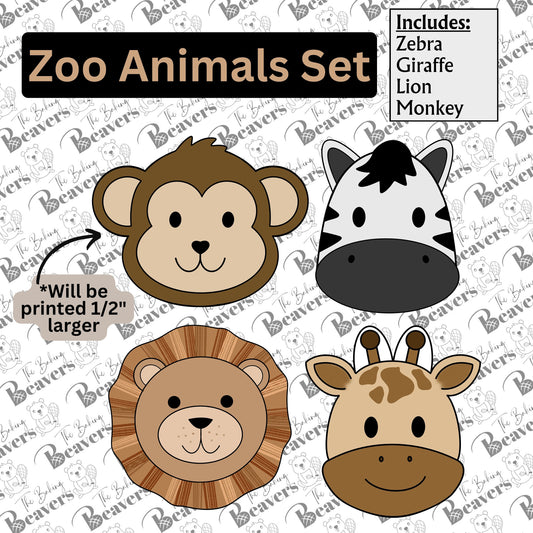 Zoo Animal Heads - Set of 4 Cookie Cutters