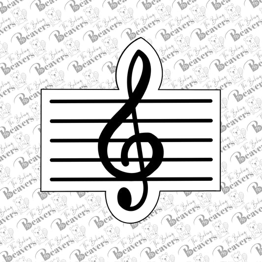 Music Staff and G Clef Cookie Cutter (optional stencil)