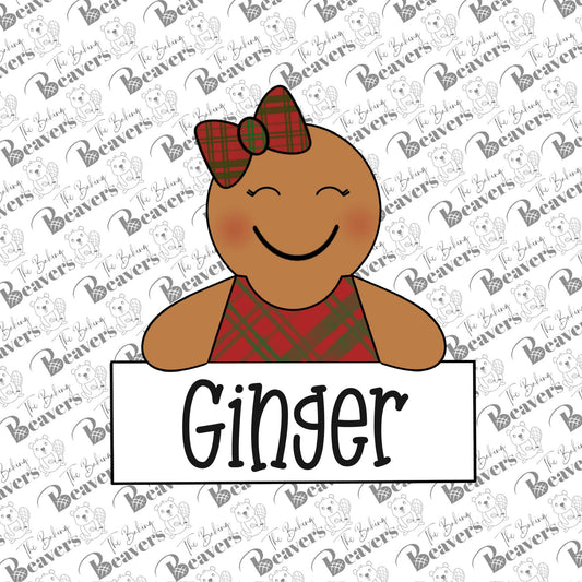 Gingerbread Girl Name Plaque Cookie Cutter
