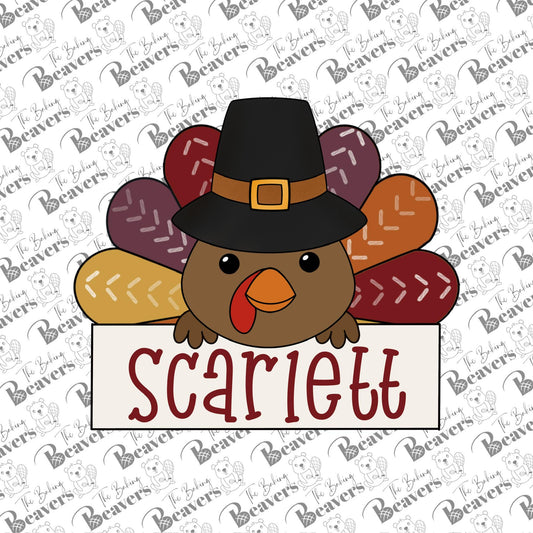 Turkey Pilgrim Name Plaque Cookie Cutter