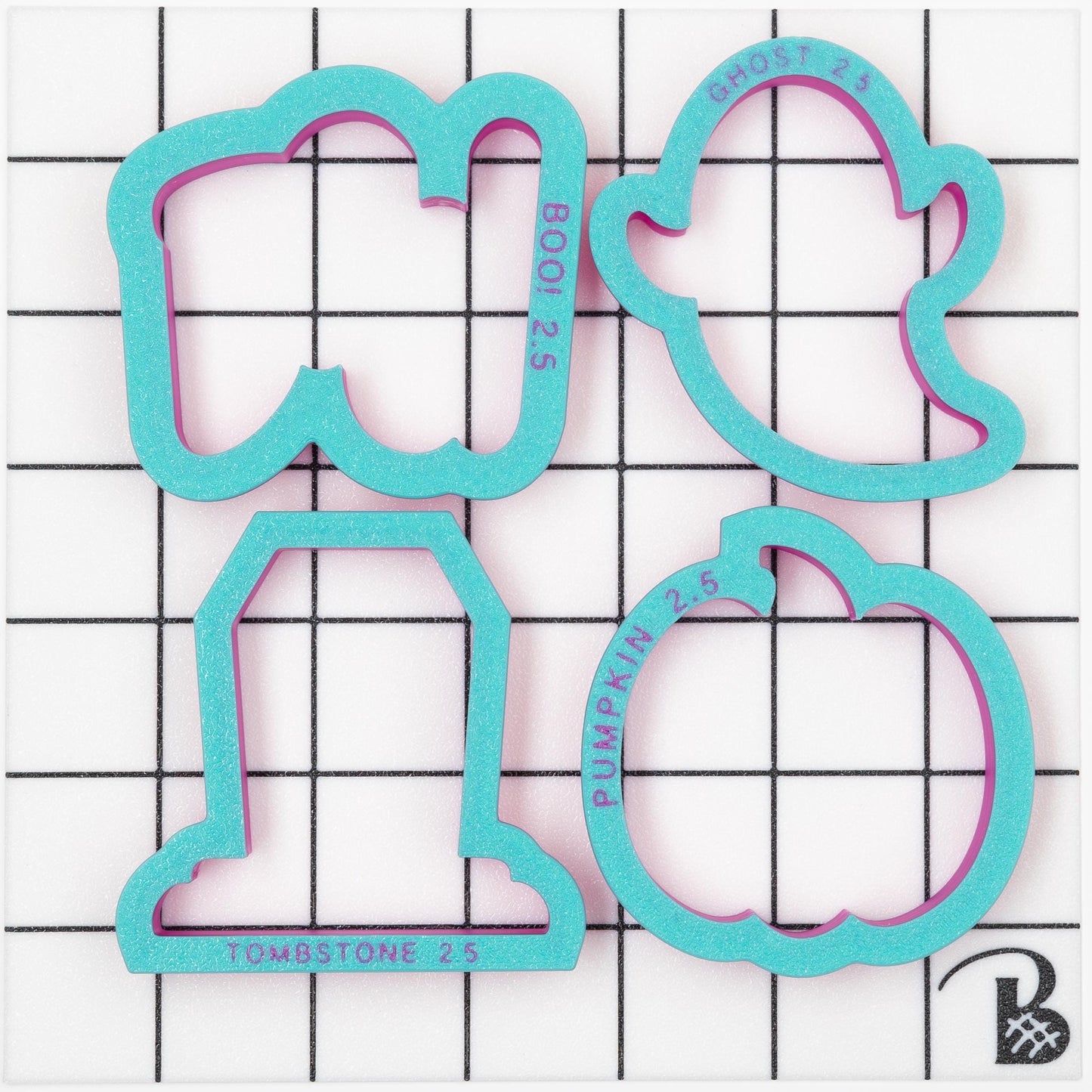 Halloween - Set of 4 Cookie Cutters - Boo!,  Ghost,  tombstone, and pumpkin