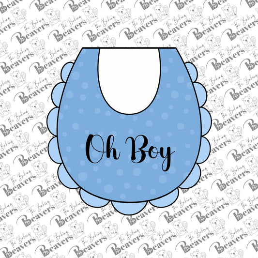 Ruffled Baby Bib with Closed Neckline Cookie Cutter (recommend sizing down)