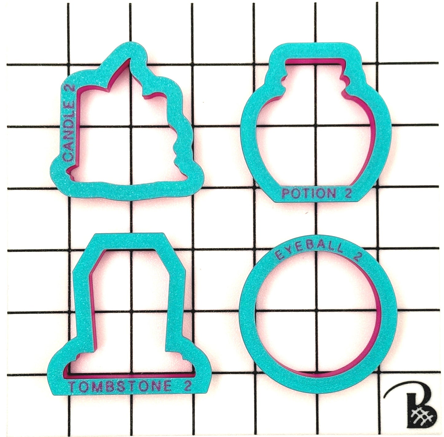 Halloween Mini Set (D) Cookie Cutters (Candle, Potion, Gravestone and Eyeball)