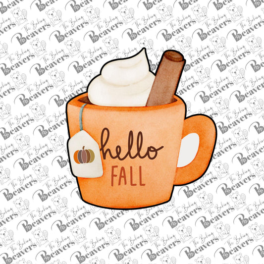 Fall Coffee/Hot beverage  Mug with Whipped Cream and Cinnamon Stick Cookie Cutter