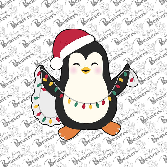 Holiday Penguin with String Lights Cookie Cutter