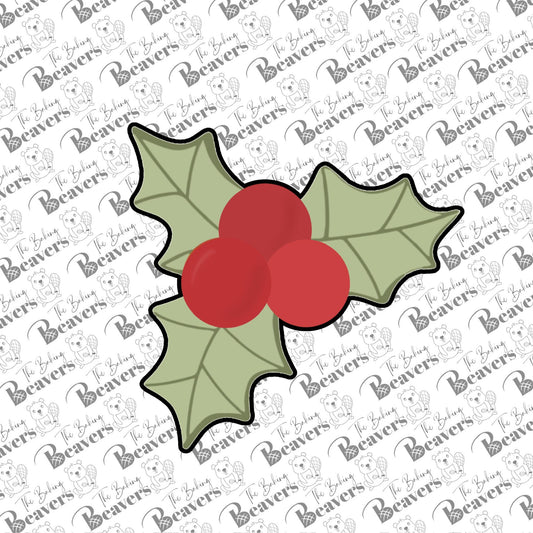 Holly berries with Three Leaves Cookie Cutter