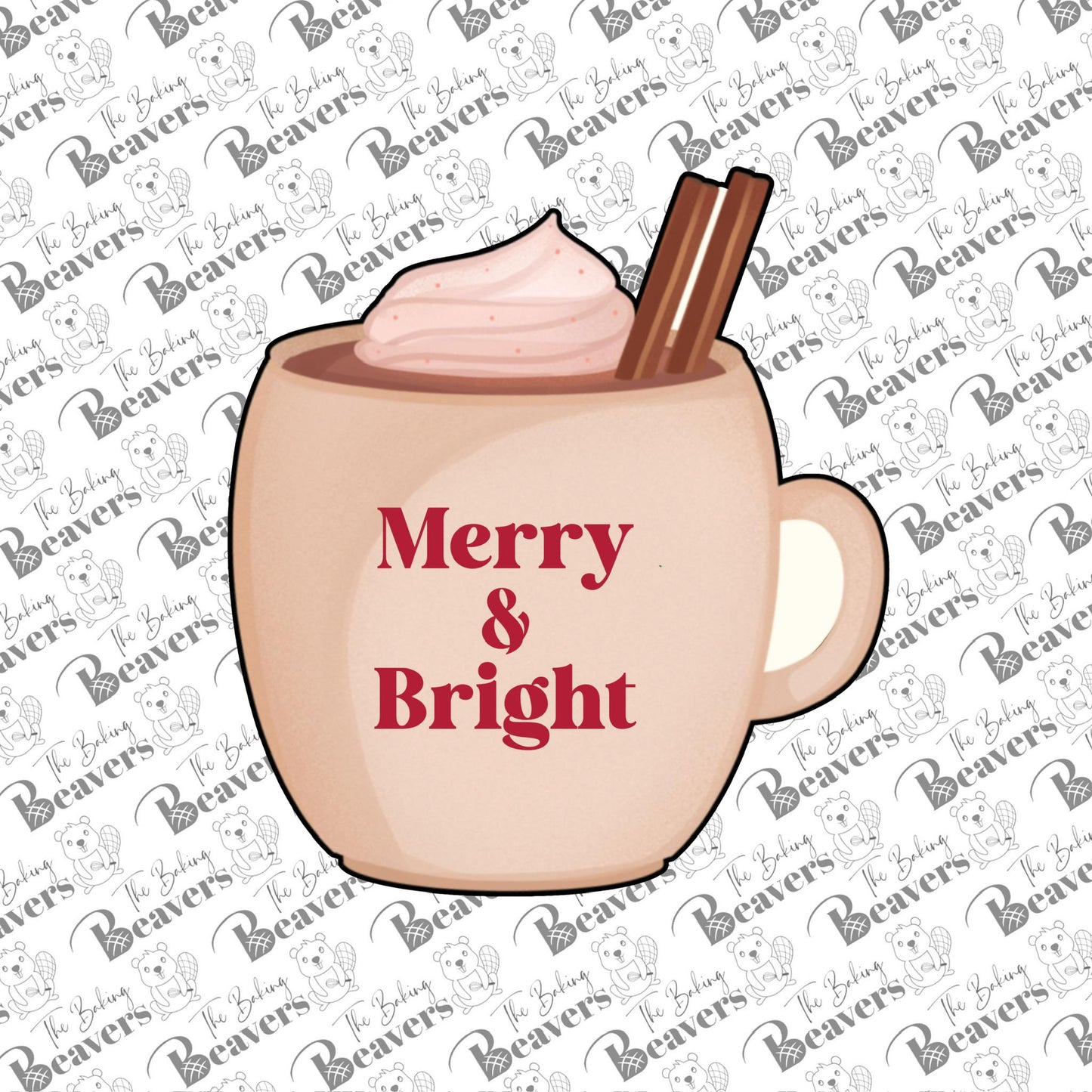 Christmas Hot Coffee/Cocoa Mug with Whipped Cream and Cinnamon Stick Cookie Cutter