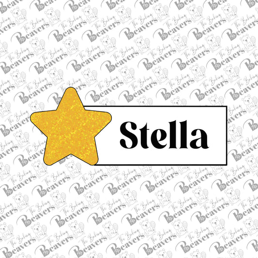 Star Name Plaque Cookie Cutter (recommend sizing up)
