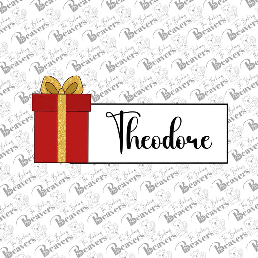 Present/Gift Name Plaque Cookie Cutter (recommend sizing up)