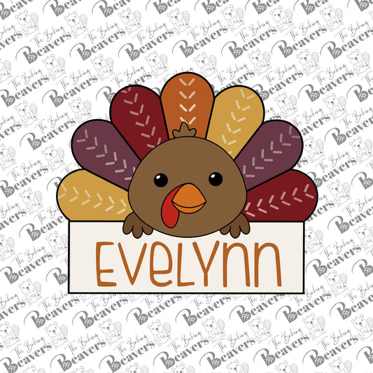 Turkey Name Plaque Cookie Cutter | Turkey place setting