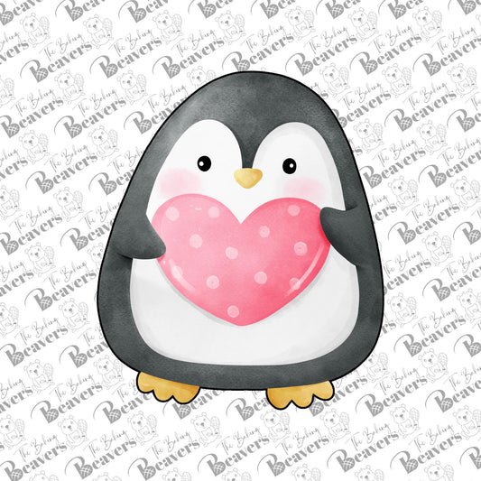 Penguin Standing Holding Heart Cookie Cutter | Love Penguin | Valentine Penguin Cookie Cutter