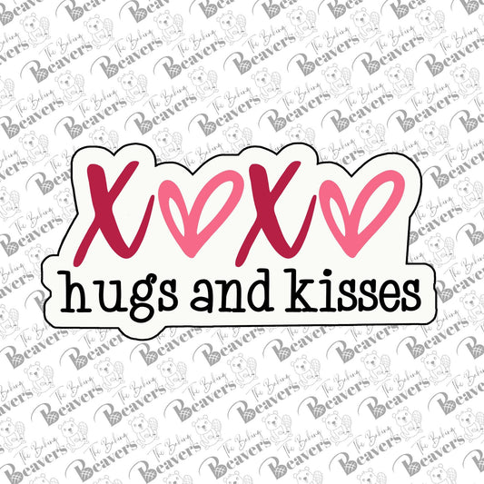 'XOXO Hugs and Kisses' Text Cookie Cutter (optional Stencil) (recommend sizing up)