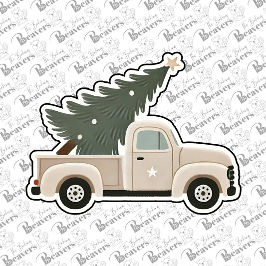 Antique Truck with Thin Christmas Tree Cookie Cutter (recommend sizing up)