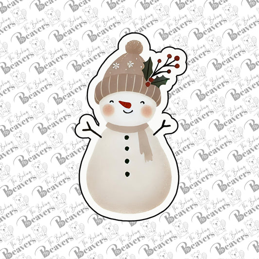 Antique Snowman with Holly in Hat Cookie Cutter