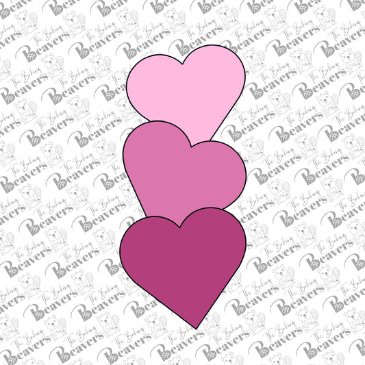 Stacked Hearts Cookie Cutter | Valentine hearts cookie cutter (recommend sizing up)