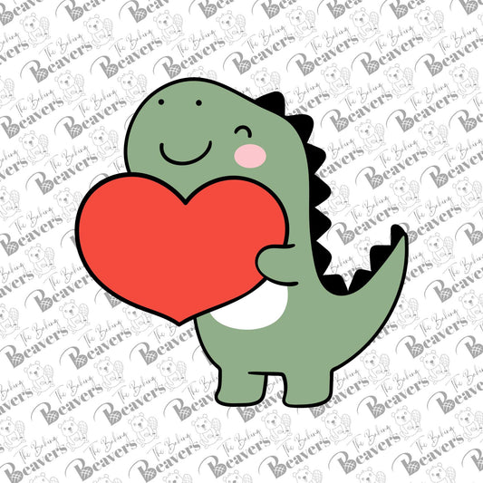 Dinosaur Holding Heart Cookie Cutter | Dino Valentine