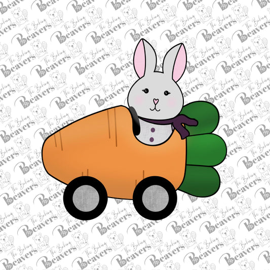 Bunny in Carrot Car Cookie Cutter | Easter Cookie Cutter