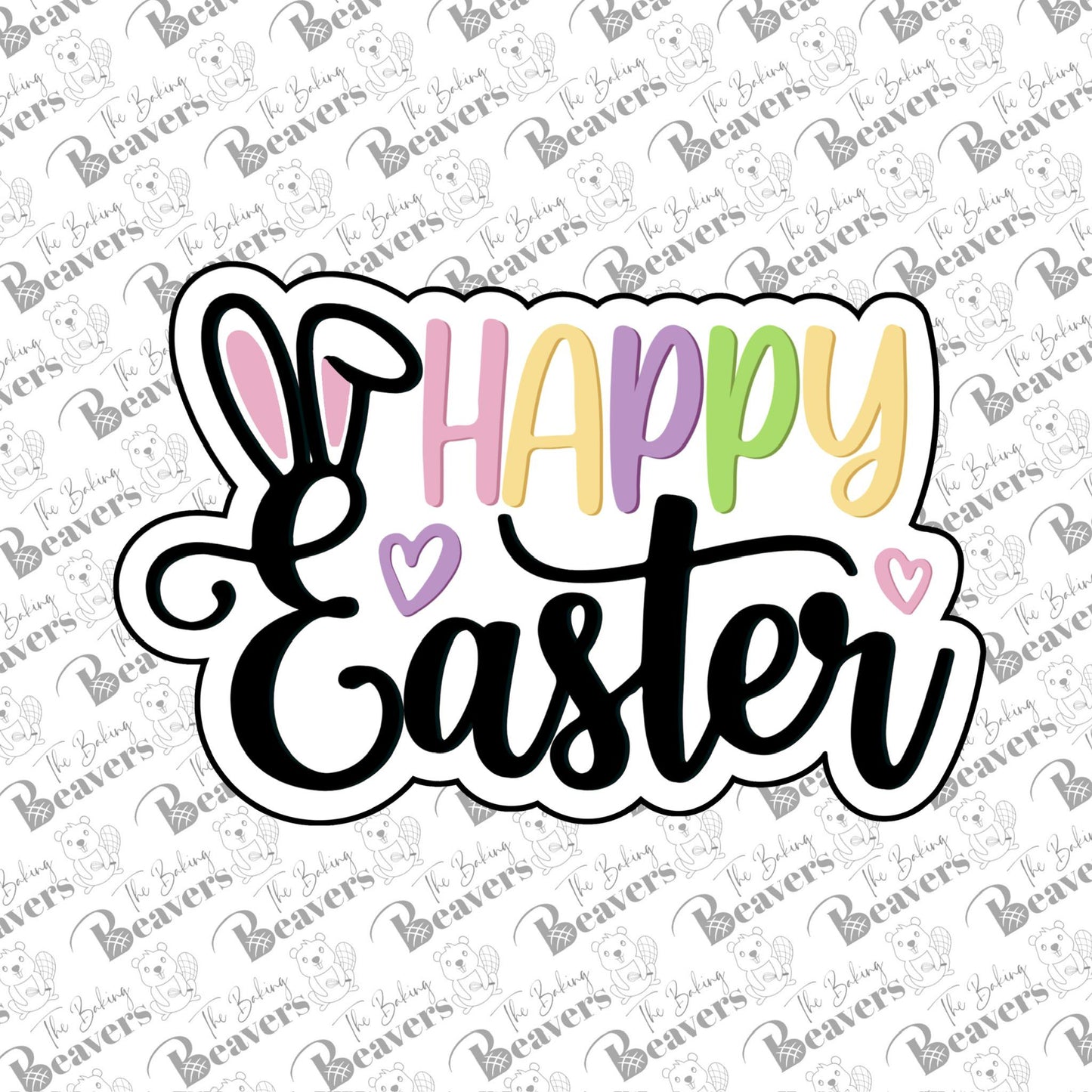 Happy Easter Text Plaque Cookie Cutter (Narrow Design)