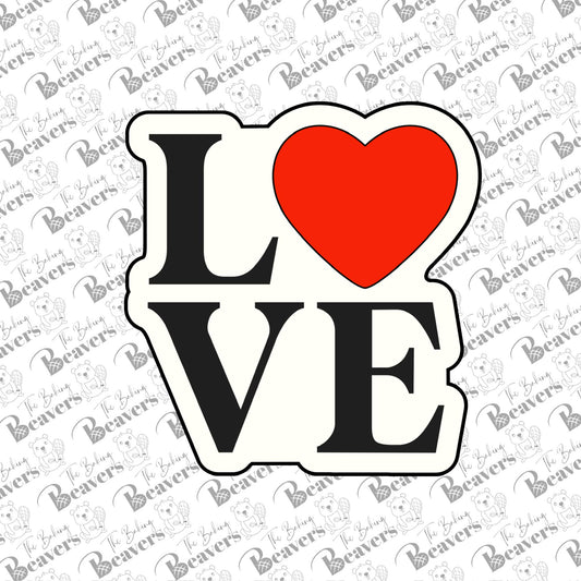 Love Sign with heart Cookie Cutter (With or Without Stencil)