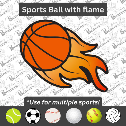 Sports Ball with Flames Cookie Cutter (recommend sizing up)