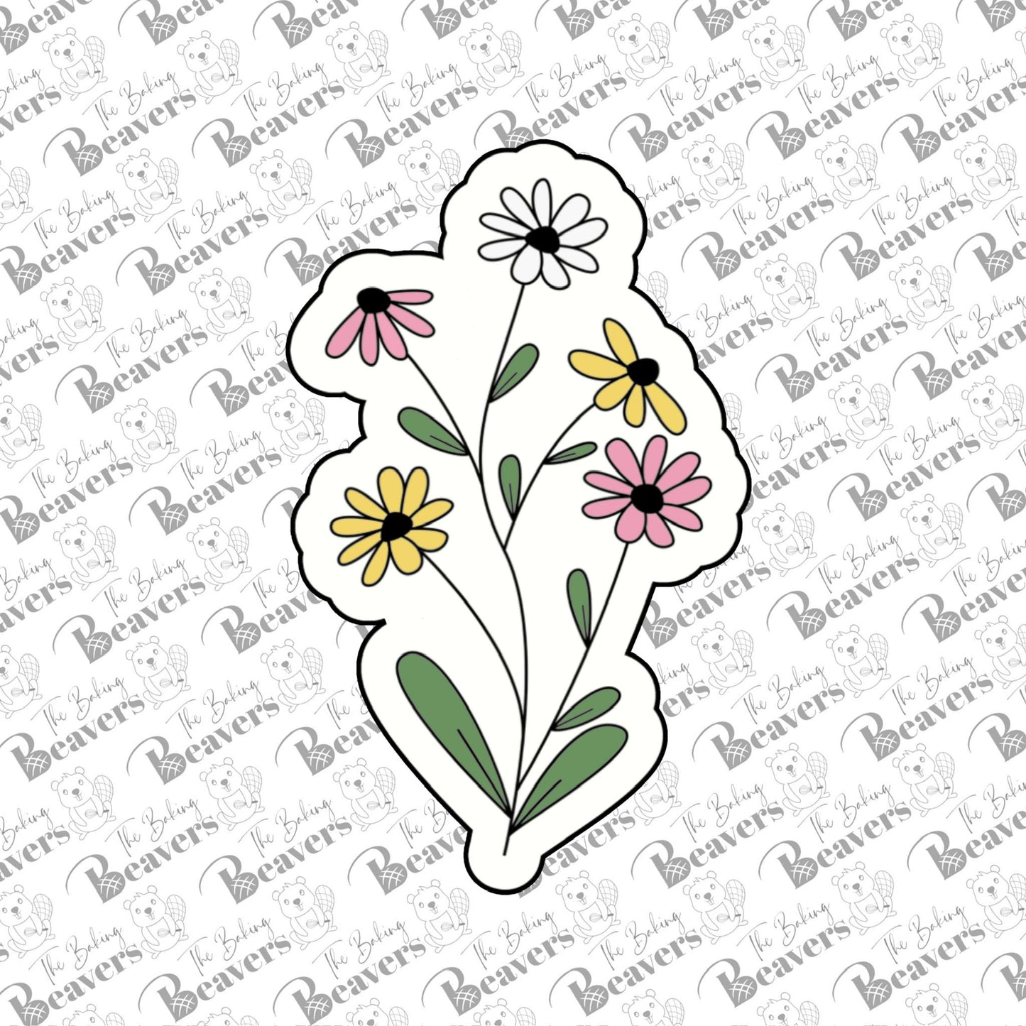Bunch of Black-Eyed Susan Flowers Cookie Cutter (recommend sizing up)