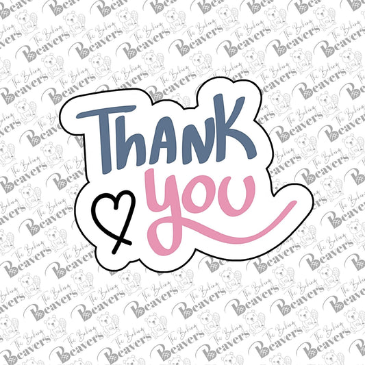 Thank You Text Cookie Cutter (optional Stencil)