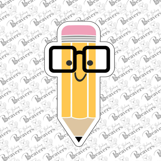 Pencil with Glasses Cookie Cutter (recommend sizing up)