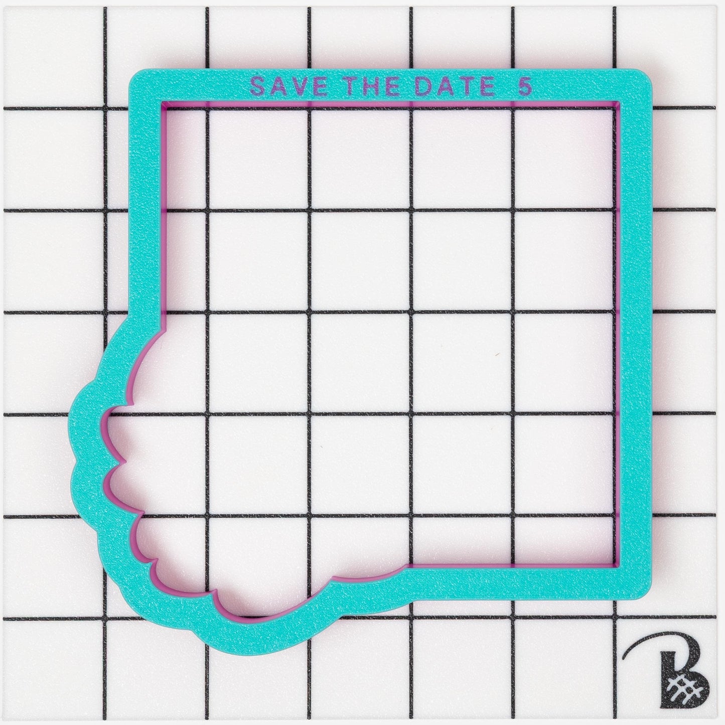Save The Date Plaque (version #2- greenery) Cookie Cutter (optional Grid Stencil)