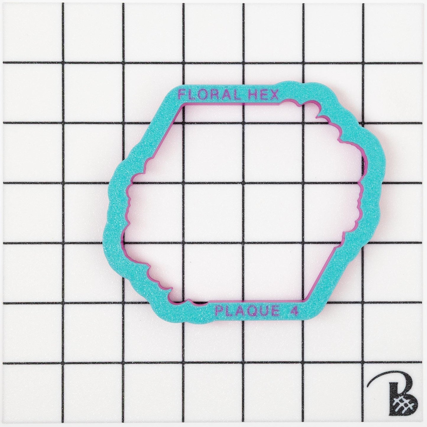 Wide Angular Hexagon Plaque with Florals Cookie Cutter